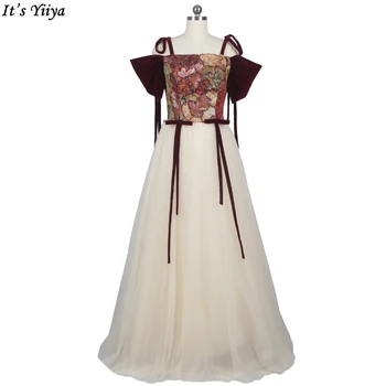 זה Yiiya צילום אמיתי שמלת ערב צוואר סירה חריץ באורך רצפת קצרים שרוולי A-Line Plus גודל המפלגה רשמי שמלת אישה B2053