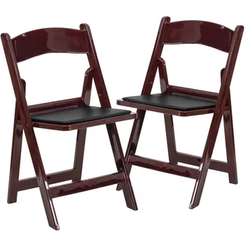 כיסא מתקפל אדום-מהגוני שרף-2 חבילת 1000LB קיבולת משקל נוח אירוע כסא קל משקל, קיפול הכיסא. 