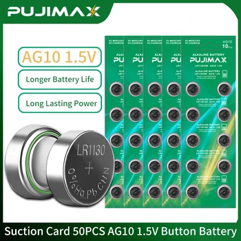 PUJIMAX 50pcs 1.5 V AG10 המטבע הנייד LR1130 LR54 389A L1131 סוללה להחליף SR1130 SR626SW עבור לצפות שליטה מרחוק צעצועים מפתחות המכונית.