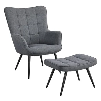המודרנית בד מבטא הכיסא להגדיר, אפור， הרהיטים בסלון, כיסא בסלון, נוח, פשוט, מודרני, חדר שינה