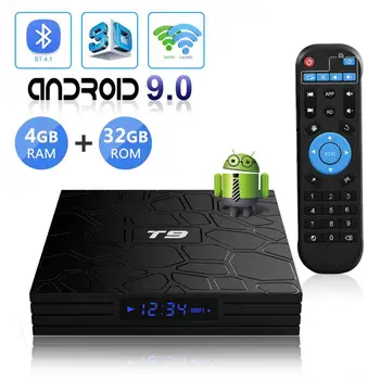 T9 תיבת הטלוויזיה אנדרואיד 9.0 RK3318 2G 4G RAM 16G 32G 64G ROM Smart TV BOX BT4.0 2.4 G 5G Wifi 4K HDR-Youtube Meida שחקן Set top Box