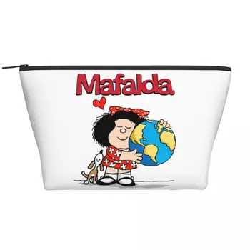 Mafalda העולם, גור שלה הנסיעות השקית קוסמטיים לנשים קינו קומיקס איפור רחצה ארגונית בנות היופי אחסון ערכת הרחצה
