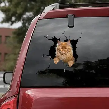 חתול הרכב מדבקה פיצוח מדבקה עם מציאותית 3D חיה עמיד למים שריטות כיסוי באמפר חלון מחשבים ניידים מכוניות משאיות