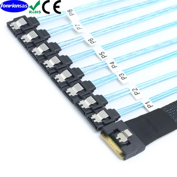 הכל כלול אנטי אלכסוני הכניסה SFF-8654 8i PCI-E Ultraport דק 4.0 ל-8X SATA 7P נקבה כבל
