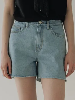נשים כחול או שחור ג 'ינס קצרים 2023 הקיץ החדש כל התאמה גבוהה המותניים נקבה קצה גלם קצר ג' ינס
