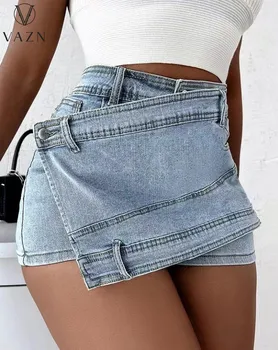 VAZN 2023 הגעה חדשה סימטרית סקסי רחוב מכנסיים קצרים צעיר בסרבל ג ' וקר מעצב נשים סקיני מכנסיים קצרים