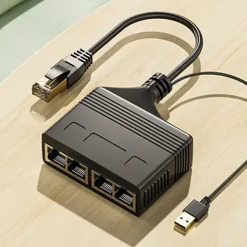 רשת מפצל Plug Play ברור אותות וידאו יציב פלט במהירות גבוהה לאינטרנט שיתוף 4 ב 1 RJ45 רשת מפצל מתאם