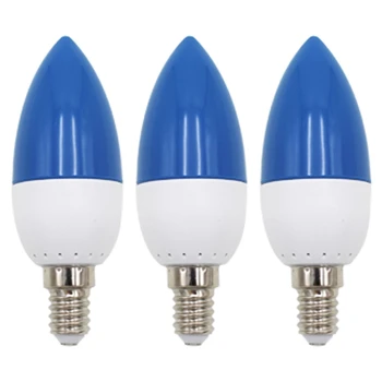 חם-3X E14 LED צבע הנר טיפ הנורה, צבע, אור הנר,כחול