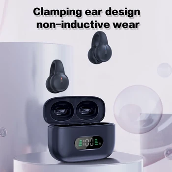 חדש TWS Bluetooth אלחוטית עצם הולכה אוזניות אוזן קליפ מוסיקה תצוגה דיגיטלית אוזניות HD קורא ספורט אוזניות