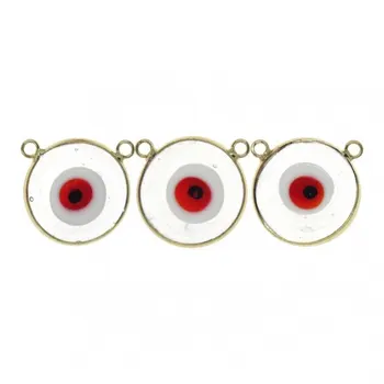 10Pcs צבע זהב אדום זכוכית קריסטל תכלת אבן מטבע עגול בצורת עין הרע מעגל תכשיטי תליון