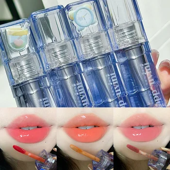 מראה נוזל שפתיים זיגוג לחות כחול צינור מים טהורים עמיד למים לטווח ארוך שפתיים חמודה איפור 6 צבעים קוריאה נשים שפתון