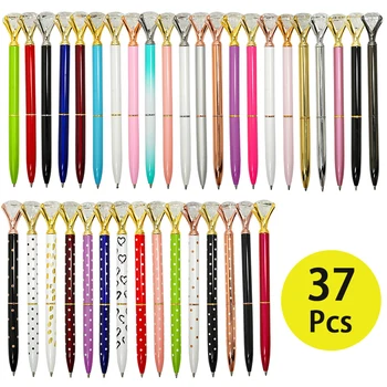 37Pcs עט רולר הכדור עטים ממתכת עט כדורי עט רולר בול עט עט כדורי עט יהלום צבעוני