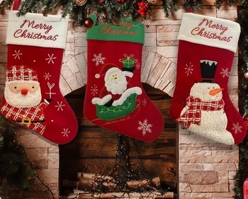 חג המולד, גרביים בשקית מתנה דפוס קריקטורה שלג קישוט תליון פסטיבל ציוד למסיבות