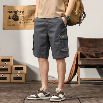 המכנסיים גברים כותנה Mens מכנסיים קצרים נוחים גברים של מכנסיים קצרים בסגנון צבאי קיץ חם מכירת אופנה ביגוד כיסים גדולים