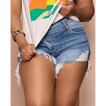 נשים מכופתרת קרע בכיס עיצוב קצרים 2023 נשית סקסית רזה מכנסי ג ' ינס קצרים לחיים מזדמנים תלבושות קיץ