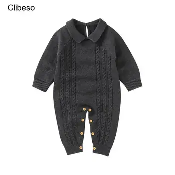 2023 Clibeso ילדים בחורף סוודר סרוג Rompers יוניסקס בנים בנות אחת עם חזה סרוגים בגד גוף לתינוקות חמים סריגים