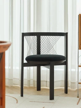 המבטא כסאות סלון כיסא הטרקלין מעצב התיכון העתיק האוכל כסא עץ מלא רך תיק משענת יד משענת הכיסא