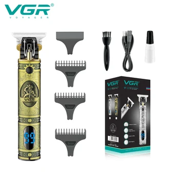 VGR T9 שיער קליפר מתכת שיער מכונת חיתוך מקצועית הספר אלחוטי חשמלי תספורת נטענת גוזם לגברים V-228