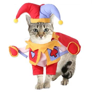חתול מחמד ליל כל הקדושים תחפושת ליצן כלב מצחיק קוסם Cosplay בגדים חידוש מחמד ג ' וקר קוספליי התלבושת, אביזרים אביזרים עבור השמלה.