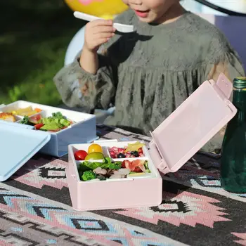 בנטו תיבה עם מנעול סגירה טובה איטום פרסום מזון המכיל 3-עיצוב תא קיבולת גדולה קופסא ארוחת צהריים עם ידית