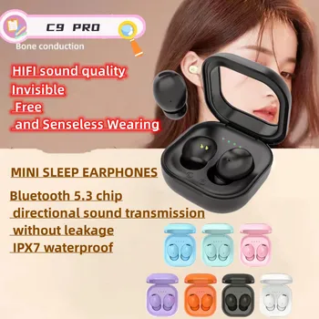 חדש C9Pro Bluetooth אוזניות 5.3 מיני לישון אוזניות אלחוטיות אוזניות ספורט Waterproof שקוף איכות צליל טובה אוזניות