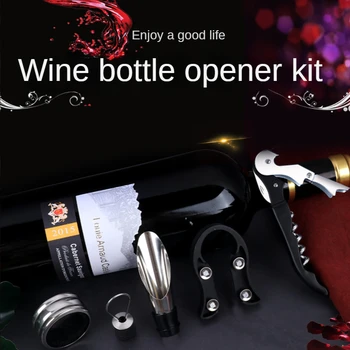5Pcs/set יין אדום פותחן כלי הפקק פותחן בקבוקים, פותחן מוזגת מתנה ערכת ההיפוקמפוס סכין טפטוף לעצור טבעת פותחן גאדג ' ט