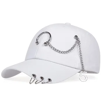 אופנה היפ הופ כותנה כובע בייסבול יצירתי פירסינג הטבעת כובעי פאנק למבוגרים מקרית מוצק מתכוונן לשני המינים כובע Snapback כובעי