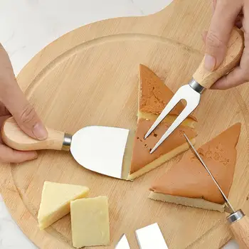 ידית עץ גבינה סכיני גבינה המגישה מטבח עם תיבת אחסון מסוגנן גבינה סט סכו 