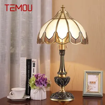 TEMOU מודרני פליז מנורת שולחן LED האמריקאי יוקרה יצירתי נחושת זכוכית השולחן אורות קומה הביתה הסלון לחדר השינה