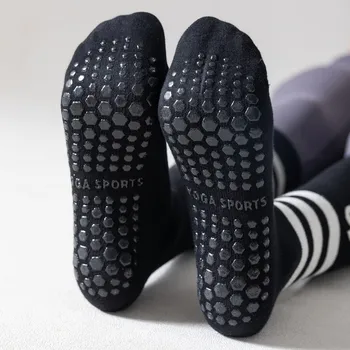 נשים יוגה גרביים גרביים מקצועי סיליקון החלקה לרקוד גרבי ספורט מזדמנים פסים מכותנה מקורה בלט פילאטיס גרביים