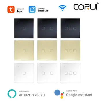 CORUI האיחוד האירופי Tuya WiFi חכם קשר לעבור אחת אפס אוניברסלי אש זכוכית לוח חכם החיים אפליקציה אלקסה הבית של Google עוזר