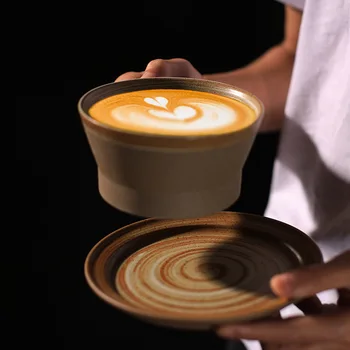 בסגנון יפני חרס קפה כוס צלחת להגדיר למשוך פרח כוס יומית פשוטה קרמיקה כוס חלב כוס
