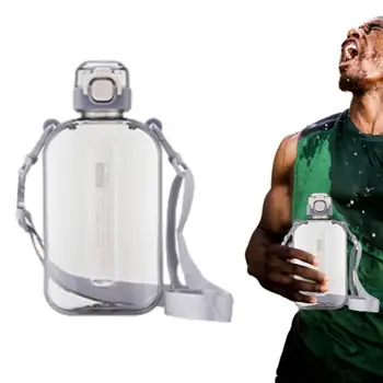מים בקבוקי ספורט, בקבוק מים עם רצועת כתף 750ml קיבולת גדולה ברור בקבוק מים לשימוש חוזר דליפת הוכחה בקבוק