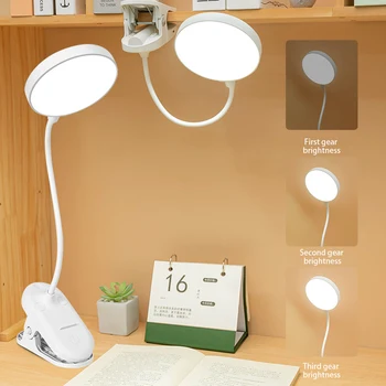 מנורת שולחן USB נטענת מנורת שולחן עם קליפ במיטה קוראת ספר מנורת לילה LED מנורות שולחן 3 מצבי עמעום הגנה העין DC5V
