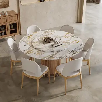 מודרני האוכל במרכז השולחן תה סיבוב המשטח המסתובב ריהוט למטבח 12mm רוק Slab18mm עץ מלא לוח יציב שולחן עגול