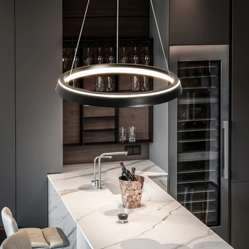נברשת הובילה אמנות תליון מנורה אור עיצוב חדר לחיות נורדי טבעת אלומיניום מודרני האוכל חדר השינה מקורה Hanghing