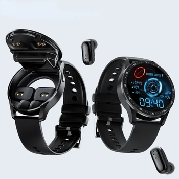 אוזניות שעון חכם TWS שני באחד אלחוטית Bluetooth Dual אוזניות לקרוא בריאות לחץ דם ספורט מוסיקה Smartwatch לצפות
