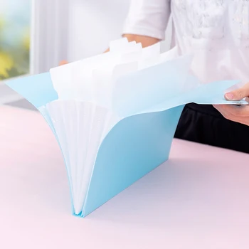 תיקיית מסמכים PVC פלסטיק כחול 5-שכבות A4 קבצים מעטפה עם אבזם מגנטי