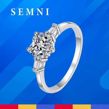 SEMNI 1.2 CT Moissanite יהלום בצורת לב-טבעת לנשים 925 כסף סטרלינג מציע להקה בסדר תכשיטי אירוסין חתונה המאהב