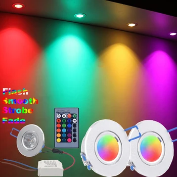 3W RGB Dimmable Downlight 16 צבעים משתנה LED תאורה שקועים שדרוג מתקן AC85-265V מרחוק אורות התקרה במקום המנורה.