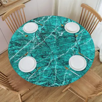גולות בצבע טורקיז וכסף שולחן עגול בד Greaseproof שולחן עיצוב שולחן עגול