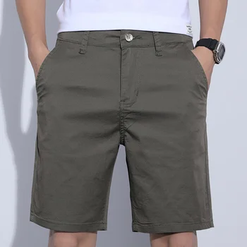 5 צבעים בסגנון קלאסי גברים של סלים מכנסיים קצרים 2023 קיץ עסק חדש אופנה דק למתוח קצרים מזדמנים מכנסיים זכר בצבע בז', חאקי אפור