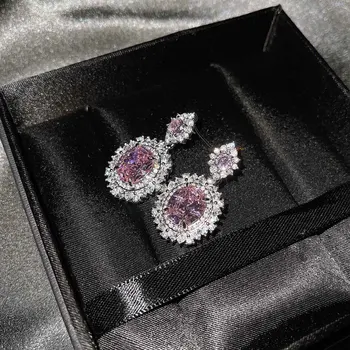 LAILILI רומנטי זירקון ורוד פרחים עגילים לנשים תכשיטים לחתונה מתנה ליום הנישואין