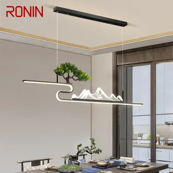 רונין סיני תליון מנורת תקרה מודרני יצירתי נוף זן תה-הבית הובילה נברשת אור בחדר האוכל ללמוד עיצוב