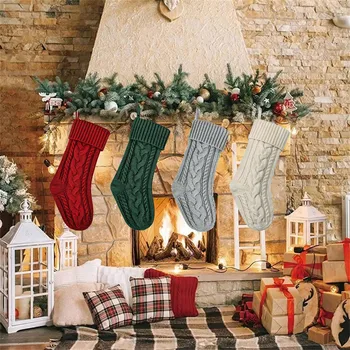 חג המולד, גרביים סרוגים 18 תפאורה פסטיבל בשקית מתנה קמין עץ חג המולד תלוי חג המולד גרב יפה נעימה תליון אר