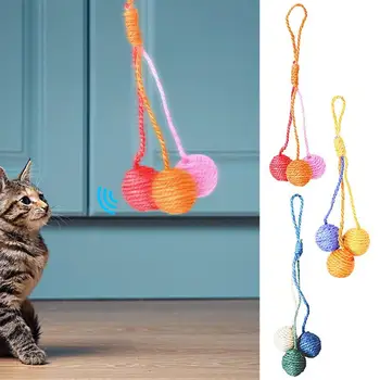 החתול שריטת כדור רב תכליתי ססגוניות ללעוס כדור צעצוע Hangable מתגלגל אינטראקטיבי החבל נוח שחיקה שריטה הכדור