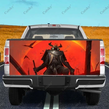 הסמוראים ביפן מכונית אדומה זנב תא המטען להגן Vinly לעטוף את המדבקה המדבקה מכסה המנוע של מכונית גוף מלא קישוט מדבקה על ג ' יפ מחוץ לכביש טנדר