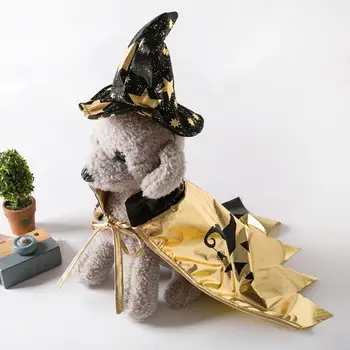 המכשפה כובע הגלימה עבור חיות מחמד מסוגנן מחמד המכשפה קייפ כובע להגדיר עבור מסיבת ליל כל הקדושים קישוט חגיגי תחפושת עבור חתולים, כלבים, חיות מחמד