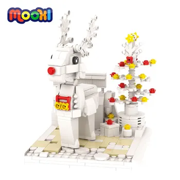 MOOXI חג המולד אייל עץ חג המולד זירת דגם הדמות לבנים צעצוע חינוכי לילדים מתנה בניין להרכיב חלקים MOC1097