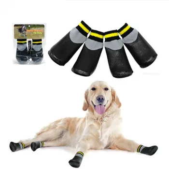 חדש חיצוני עמיד למים הכלב גשם גרביים ללבוש החלקה Anti Skid כותנה אלסטי נעליים עם קבוע חגורת כל גזעי